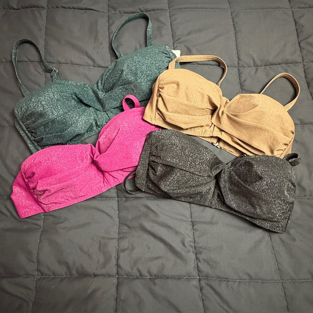Shine Twist Front Bandeau Bikini Top - Land's End - Size: 4 Reg & 2,4 Long - NWT